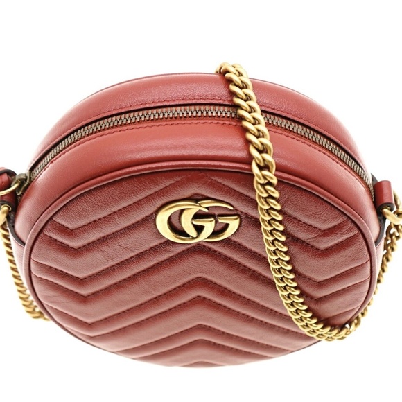 Gucci Marmont Chevron Crossbody Round Chain Shoulder Bag New - Picture 5 of 8